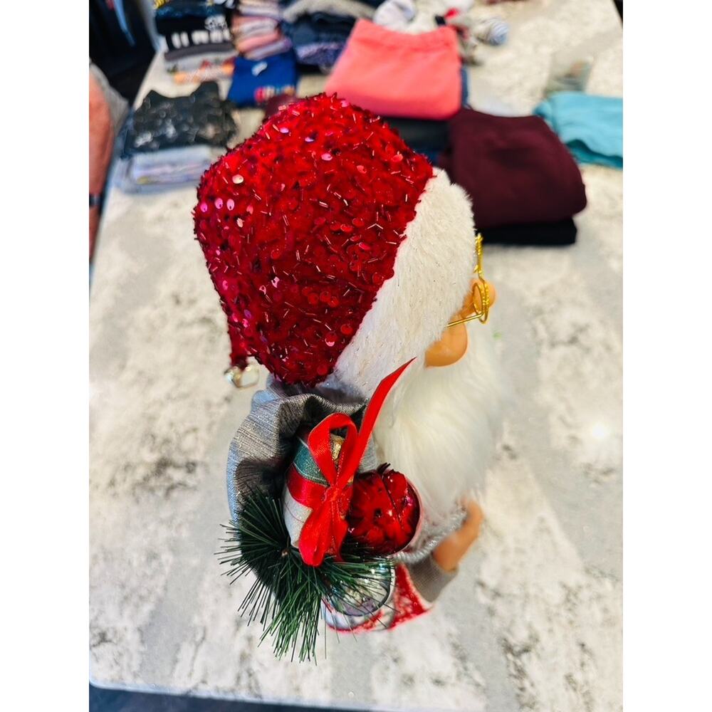 Santa Claus Figurine 24" Red Sweater Sequin Hat Christmas Decoration Holiday Fig - Picture 16 of 16